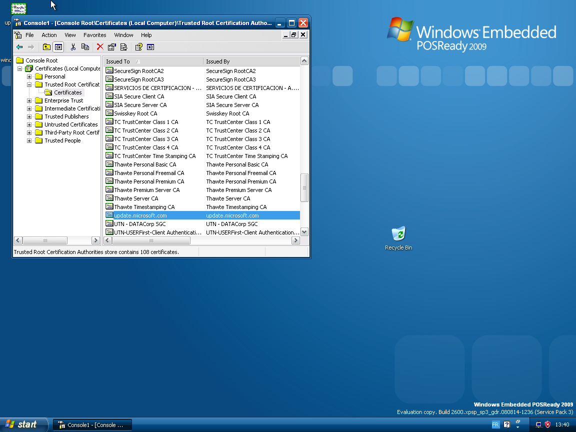 Certificate appearing