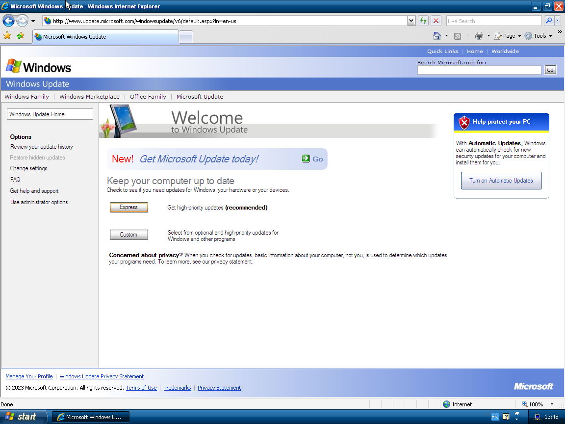 Windows Update Welcome
