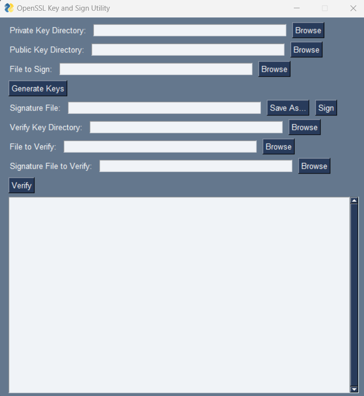 OpenSSL-Key-and-Sign-Utility screenshot