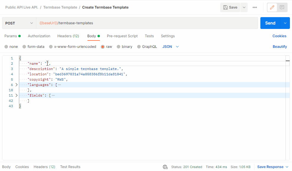 Create Termbase Template