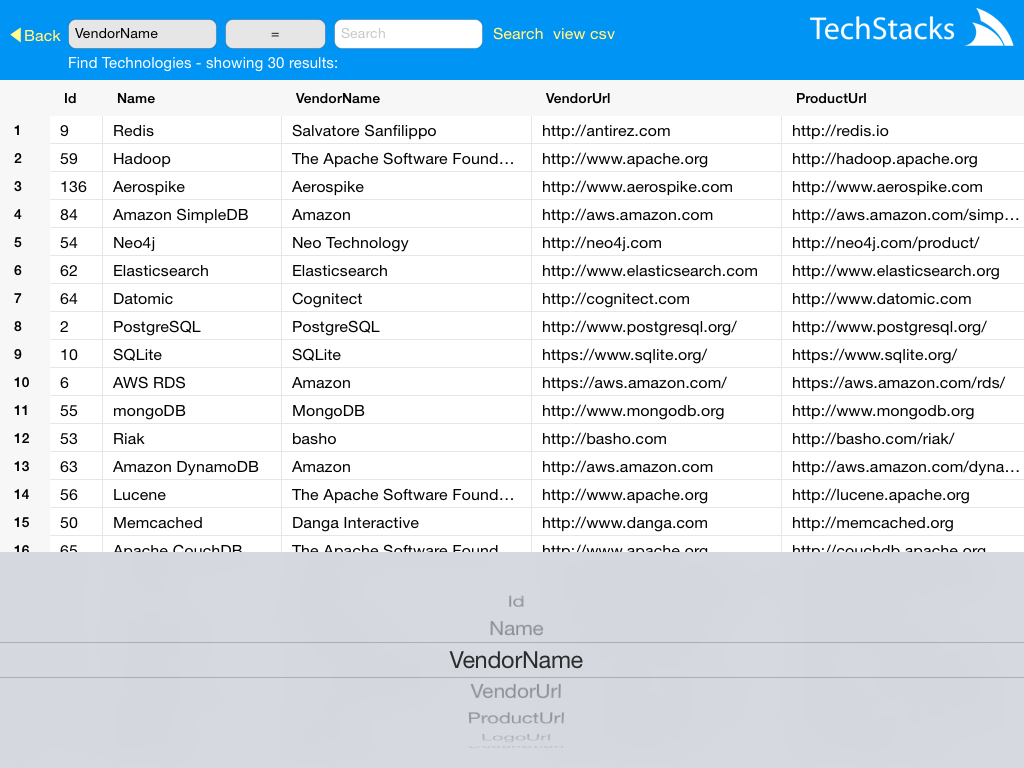 TechStacks Column Picker