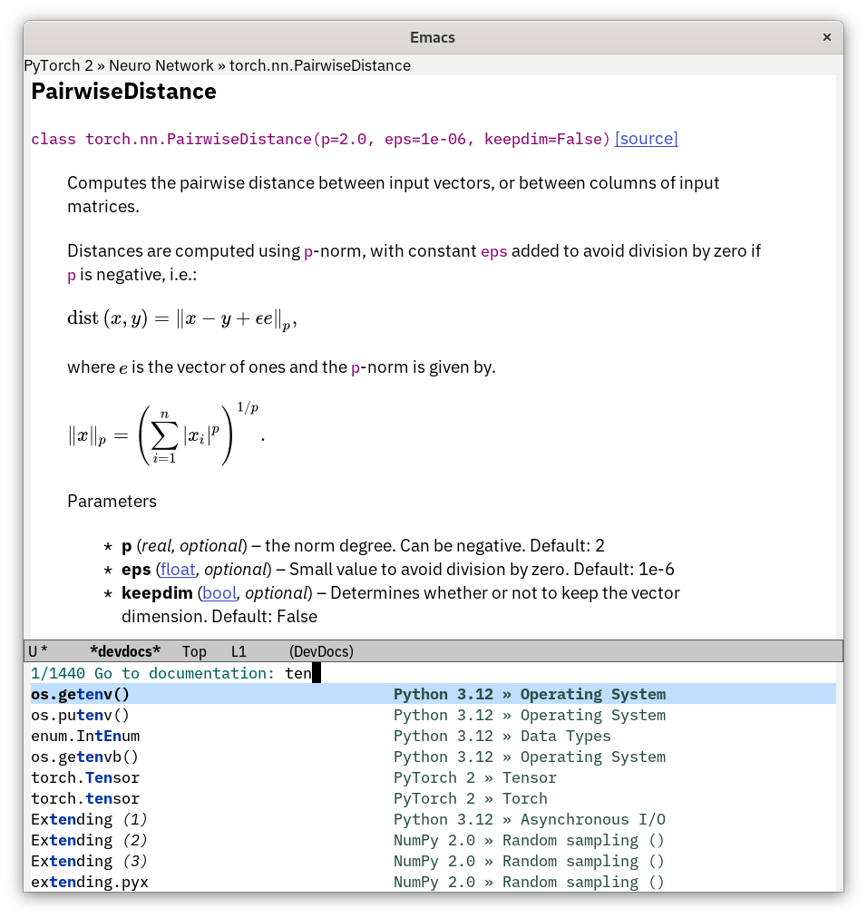 Reading and looking up documentation entries