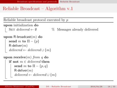 Reliable broadcast algorithm