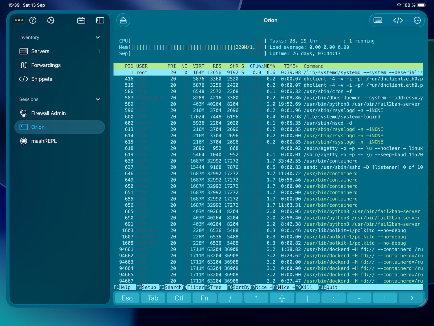 WebSSH iPad SSH / SFTP / Port Forwarding client