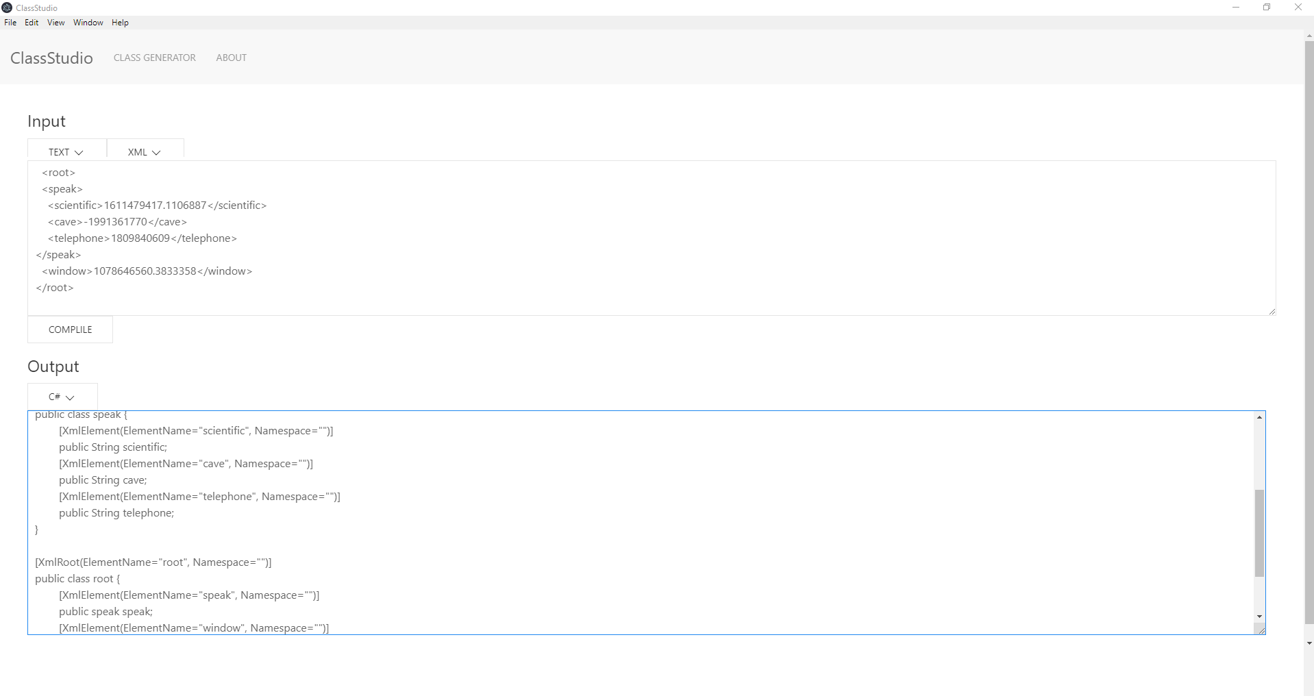 XML to C# generation alt text
