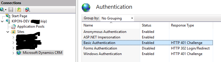 Enable basic authentication on IIS